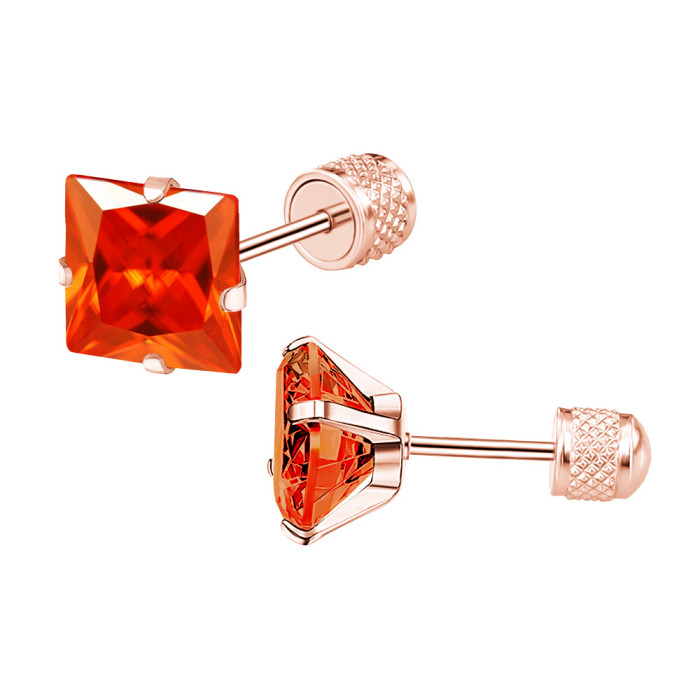 European and American Fashion Titanium Steel Four-Claw Integrated Zircon Earrings for Men and Women Simple Small Earrings Super Shiny Ear Bone Studs Wholesale