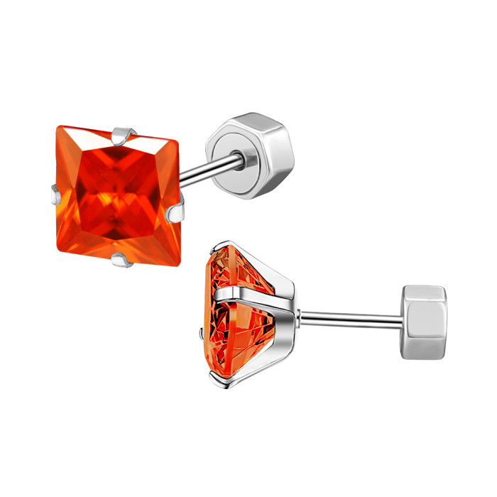 Fashion Simple INS Style Earrings Four-Prong Square Stainless Steel Earrings Insert Earrings Women's Earrings Wholesale
