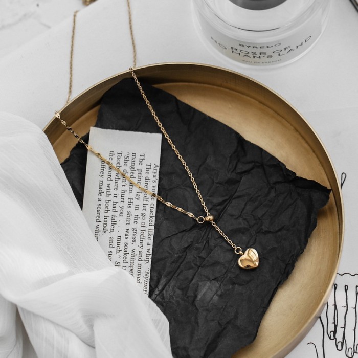 Pull-out Heart Tassel 18K Gold Titanium Steel Necklace Women's Sexy Choker European and American Style Personality Ins Minimalist Pendant Accessory