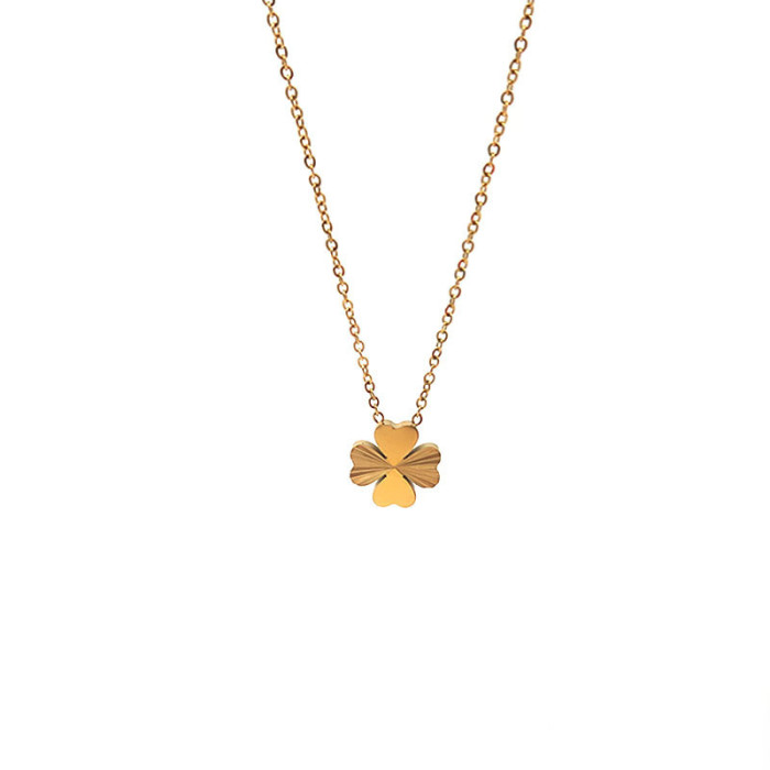 Four-leaf Clover Necklace 2024 New Hot-selling Women's Decorative 18K Gold Titanium Steel Clavicle Chain Women's High...