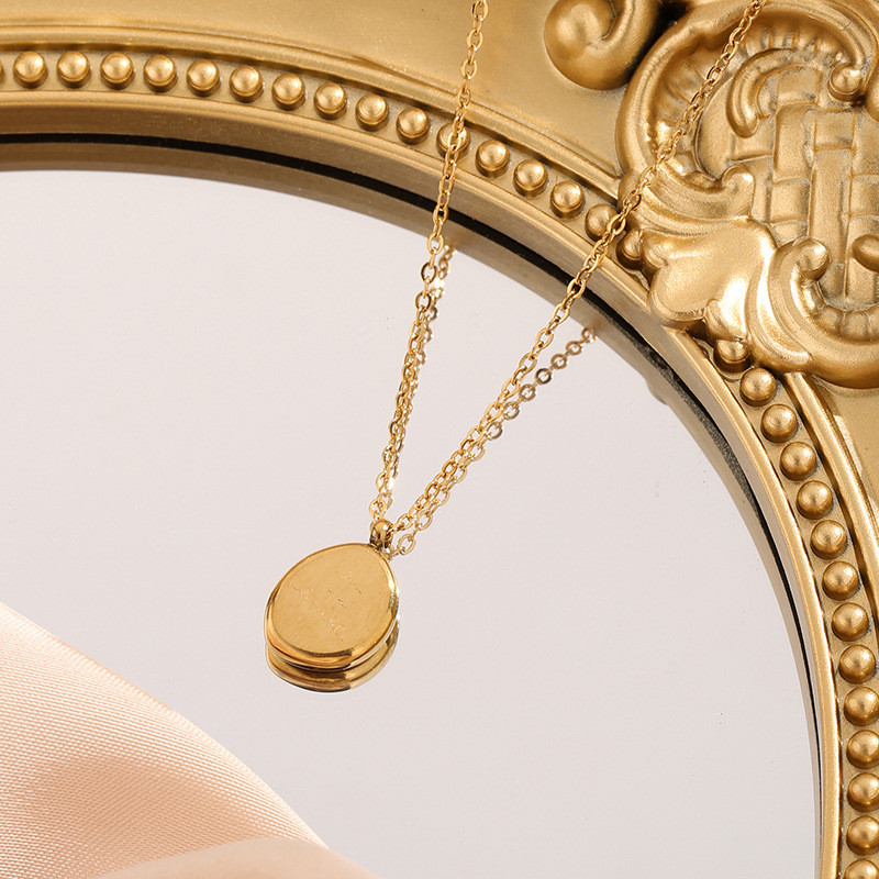 Full Body Titanium Steel Letter Light Luxury Gold Small Bead Letter Pendant Necklace for Women Autumn Winter Collarbone Chain Internet Celebrity Valentine's Day