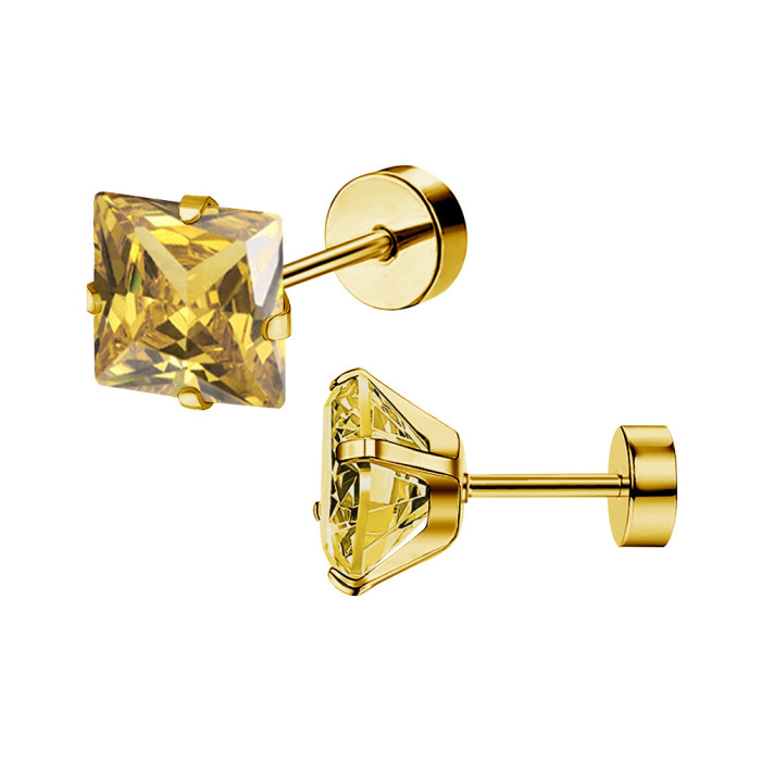 Amazon New Fashion Titanium Steel Stainless Steel Square Inlaid Zircon Ear Bone Studs Ear Conch Studs Ear Studs Wholesale