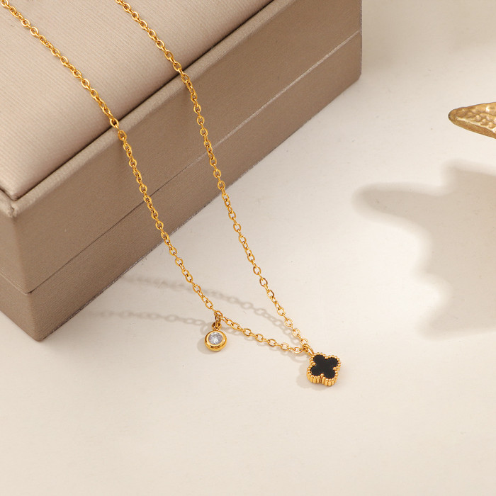 French Style High-End Exquisite Four-Leaf Clover Necklace Small Elegant Versatile Collarbone Chain Fashionable Fresh