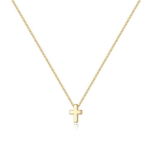 Stainless Steel Non-Fading Mini Cross Necklace 18K Gold Single Layer Simple Perforated Cross Pendant Necklace