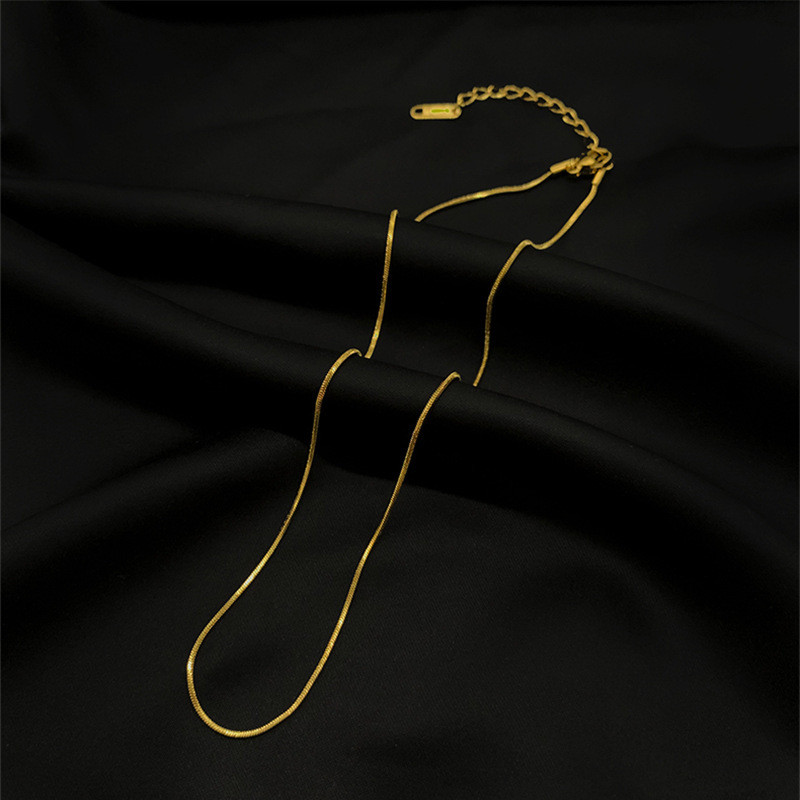 European and American Style Stainless Steel Round Snake Bone Necklace Vacuum Electroplating Furnace 18k Clavicle Chain New In Stock Factory Direct Sales