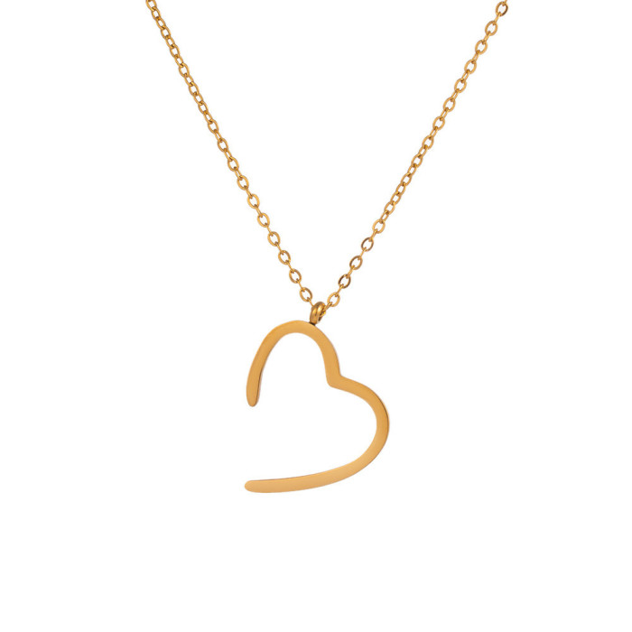 New Heart Stainless Steel 18K Gold Necklace Women's Set Versatile Niche Design French Collarbone Chain Non-Fading