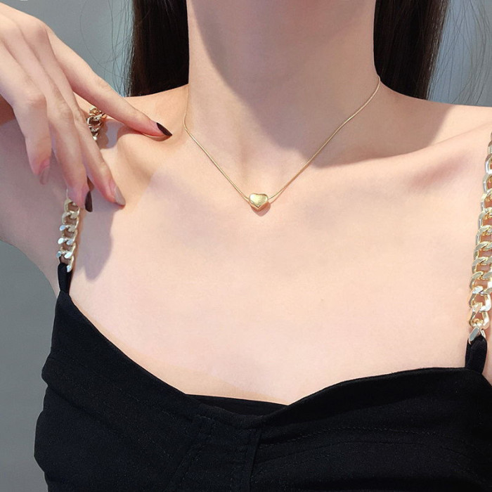 Hot-Selling Heart Titanium Steel Necklace Light Luxury Simple Summer Minimalist Style Accessory Internet Celebrity Te...