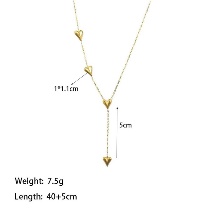[Heart Series] Cross-Border Hot-Selling Heart-Shaped Stainless Steel Necklace for Women Versatile High-End Gold Peach Heart Collarbone Chain