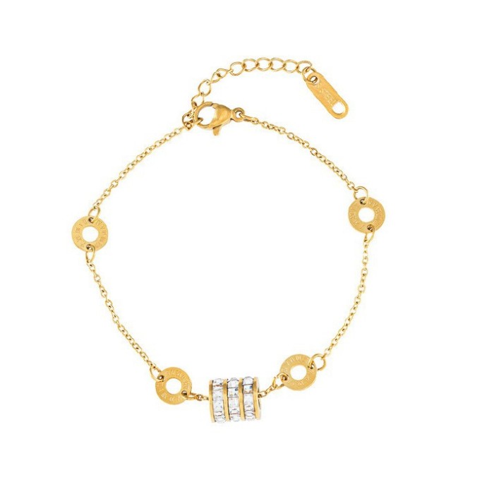 Hot Selling Titanium Steel High-End Luxury Non-Fading Roman Numeral Slim Waist Necklace Bracelet for Women INS Design