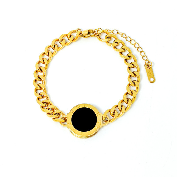 Fashion Stainless Steel Vintage Style Jewelry Bracelet Necklace Heavy Craft Thick Chain Roman Round Plate Accessories...
