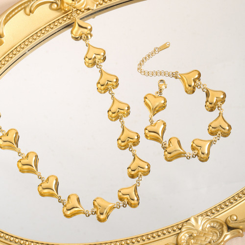 French Niche Personality Stainless Steel Hollow Necklace Titanium Steel Heart Women's Collarbone Chain 18K Gold Bracelet Jewelry Ins