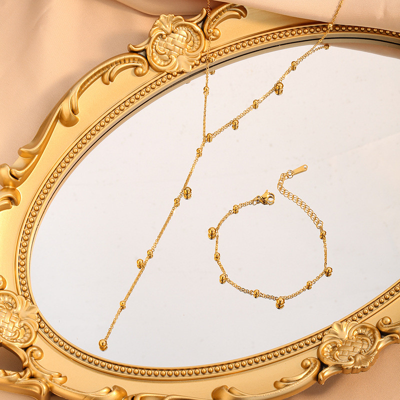 European and American Style Simple High-End Gold Multi-Tassel Titanium Steel Necklace for Women Ins Cool Style Versatile Sweater Chain