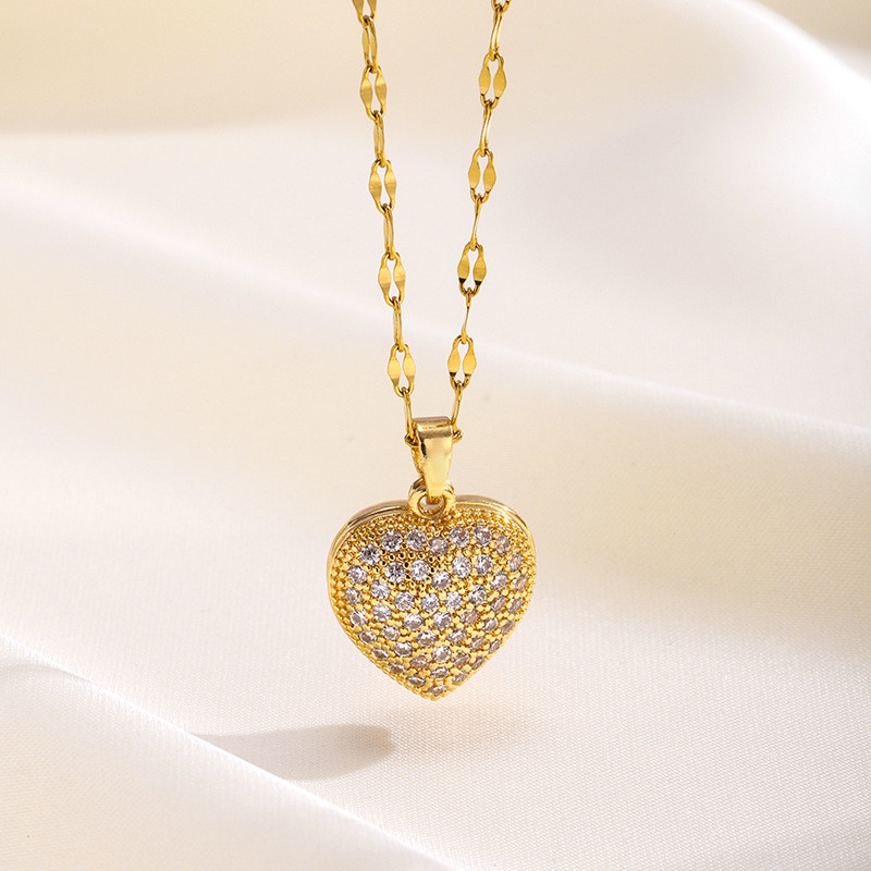 Xiaohongshu New Heart Zircon Necklace for Women, Ins Niche Design Clavicle Chain, Elegant Imitation Pearl Shell Accessories