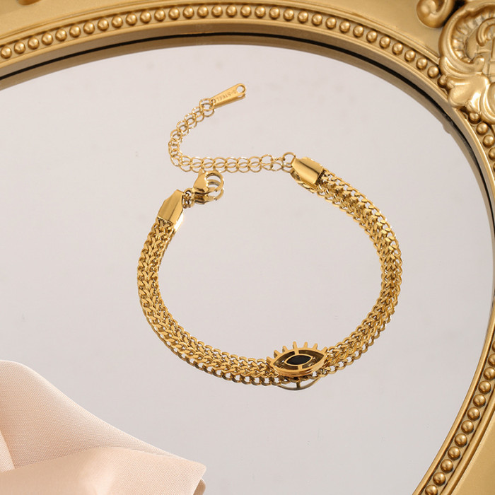 AliExpress New Versatile Design Metal Stainless Steel Black Stone Devil's Eye Necklace for Women Wholesale