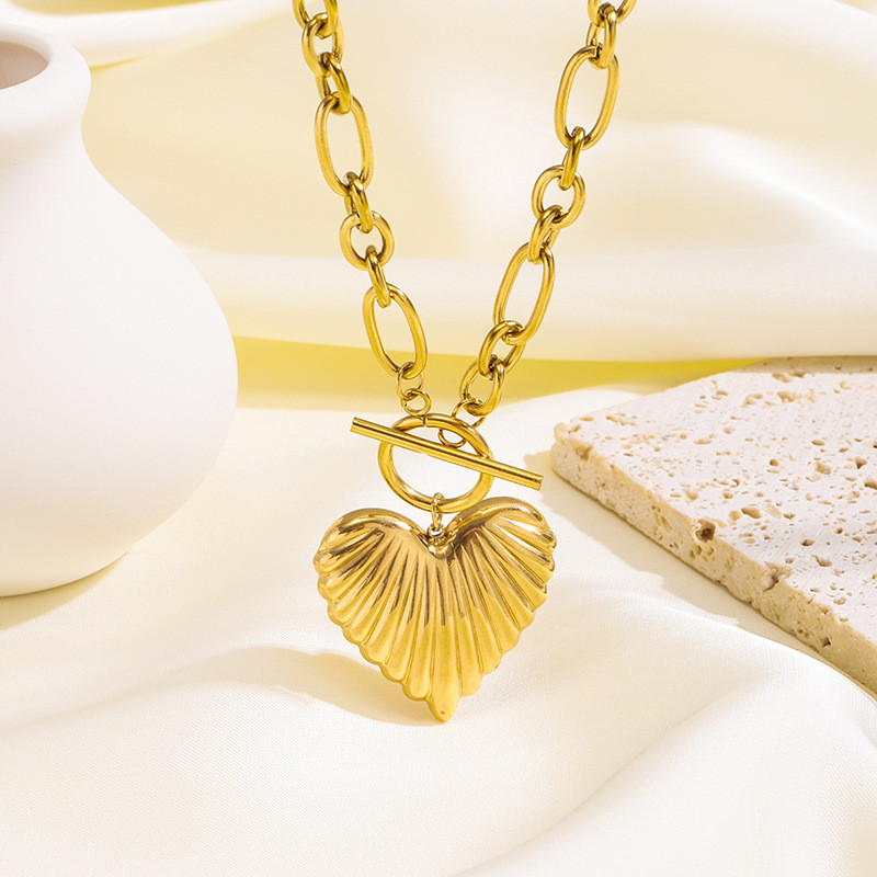 European and American INS Cross-Border 18k Real Gold Necklace Electroplated Daily Trendy Simple OT Buckle Heart Fashion Versatile Necklace for Women