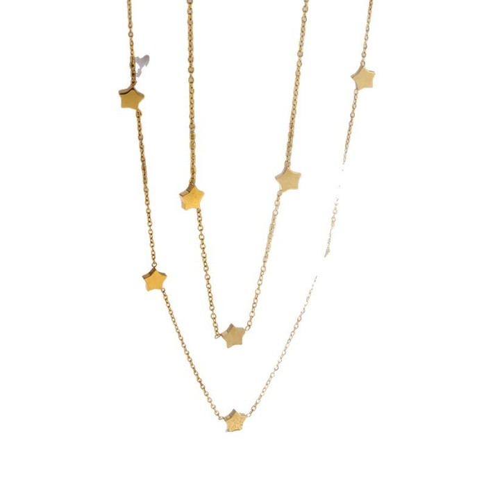 Cross-Border New Five-Pointed Star Hip-Hop Sweet Cool Style Titanium Steel Necklace for Women High-End Design Fashion Non-Fading Women's Collarbone Chain