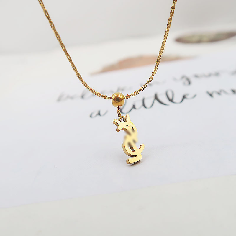 Korean Version English Letter Titanium Steel Elegant Necklace New Fashion Personality Pendant Non-Fading Versatile Niche Collarbone Chain