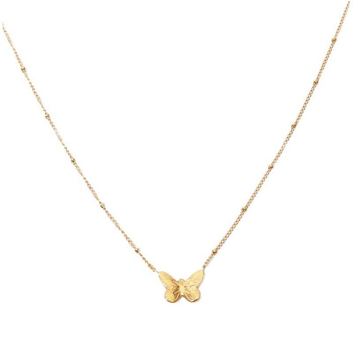 French Romantic Embossed Butterfly Golden Balls Titanium Steel Necklace for Girls Affordable Luxury Fashion Ball Bead...