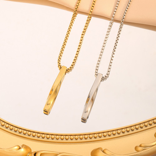 Cross-border Spiral Necklace INS Minimalist Style Simple Personality Hip-hop Men's Pendant Boys' Hanging Titanium Steel Cool Trend