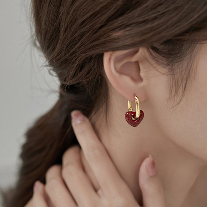 Korean Style Sweet Cool Niche Design Sense Elegant Versatile Hollow Heart Necklace Beautiful and Graceful Earrings Je...