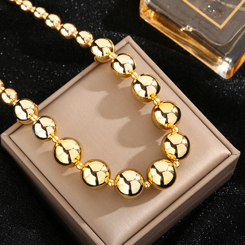 Cross-Border Wholesale European and American Fashion Ins Personality Exaggerated Transfer Bead Titanium Steel Necklace for Women Stainless Steel Sweet Cool Collarbone Chain