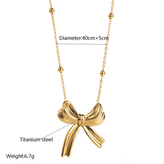 INS Style New Light Luxury Creative Bow Necklace for Women, Niche Versatile High-end Jewelry Manufacturer Wholesale