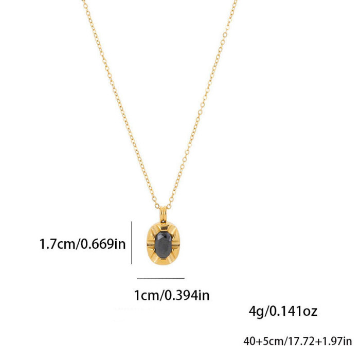 French Style Elegant Black Diamond Vintage INS Style Collarbone Chain Bath Wearable Versatile Layered Design 18K Plated Necklace