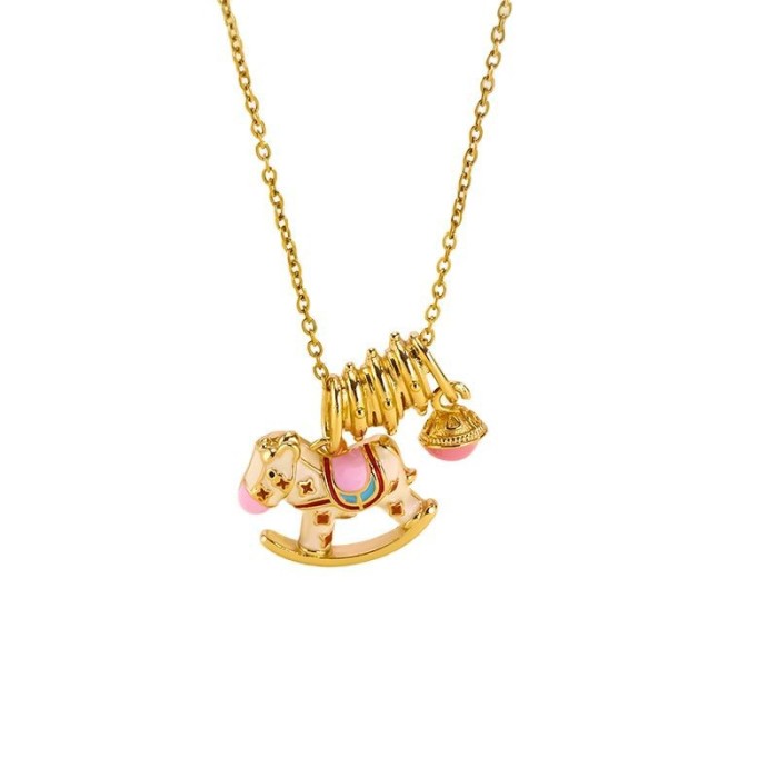 Cross-Border Hot Selling Copper Plated Real Gold Pendant Light Luxury Micro Inlaid Zircon Rainbow Butterfly Necklace Elegant High-End Simple Accessories