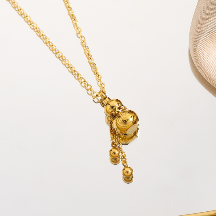 Korean Style Hot-Selling Titanium Steel Necklace for Women, Simple Student Temperament, Personalized Gourd Extended P...