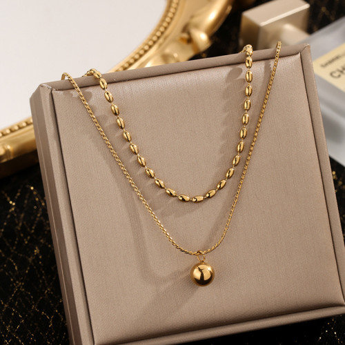 Cross-Border Wholesale European and American Niche Light Luxury Minimalist Style Collarbone Chain Double Layer Chain Titanium Steel Necklace Women's Accessories