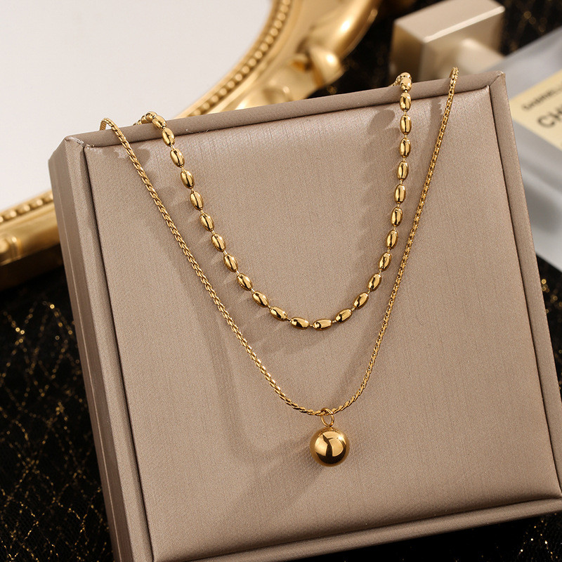 Cross-Border Wholesale European and American Niche Light Luxury Minimalist Style Collarbone Chain Double Layer Chain Titanium Steel Necklace Women's Accessories
