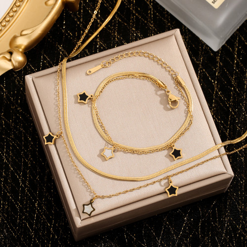 2024 New Korean Version TikTok Same Style Five-Pointed Star Bracelet for Women Simple Versatile Star Necklace Jewelry