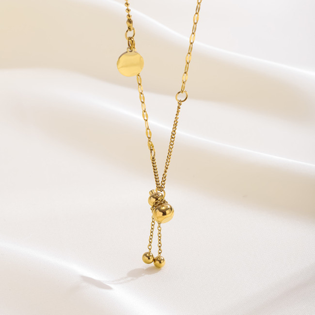 2024 New Chinese Style Gourd Round Pendant Necklace for Women, Ins Light Luxury High-end Elegant Necklace, Titanium Steel Non-fading