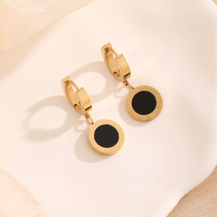 Foreign Trade 18K Gold Open Black Shell Roman Bracelet Necklace Earrings Women Versatile Non-Fading Jewelry Bracelet...