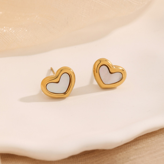 Ins Sweet Style Heart Shell Titanium Steel Necklace Gentle Fairy Couple Bracelet Jewelry Set