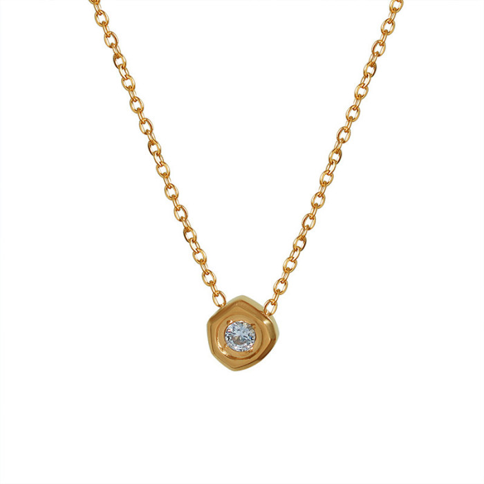 316 Material Trendy Cool Versatile Elegant Exquisite Meteorite Shape Inlaid Zircon Pendant Necklace Niche Design