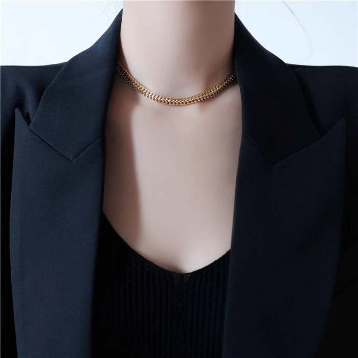 Simple Retro Niche Thick Chain Gold Ins Internet Celebrity Fashion High-end Collarbone Chain Titanium Steel Necklace