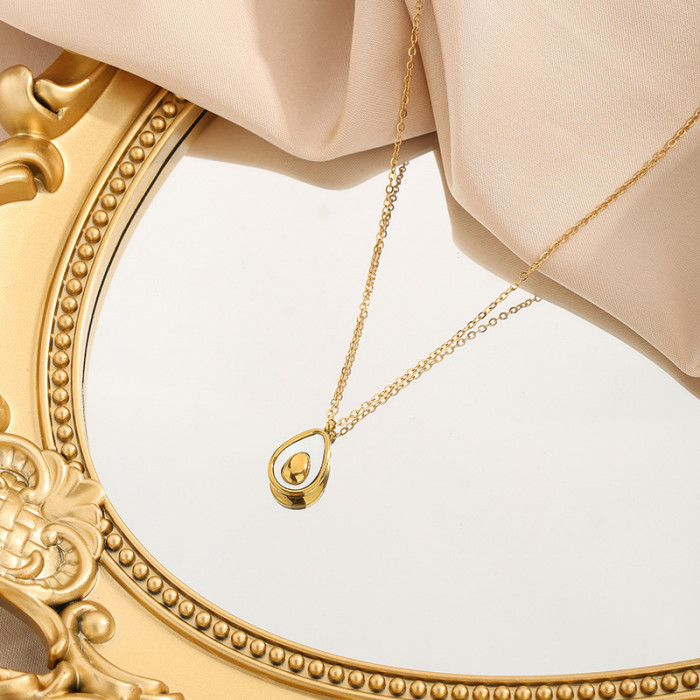 2024 New Titanium Steel Color-Retaining Elegant Light Luxury Ins Style Exquisite Shell Avocado Necklace Best Friend Collarbone Chain