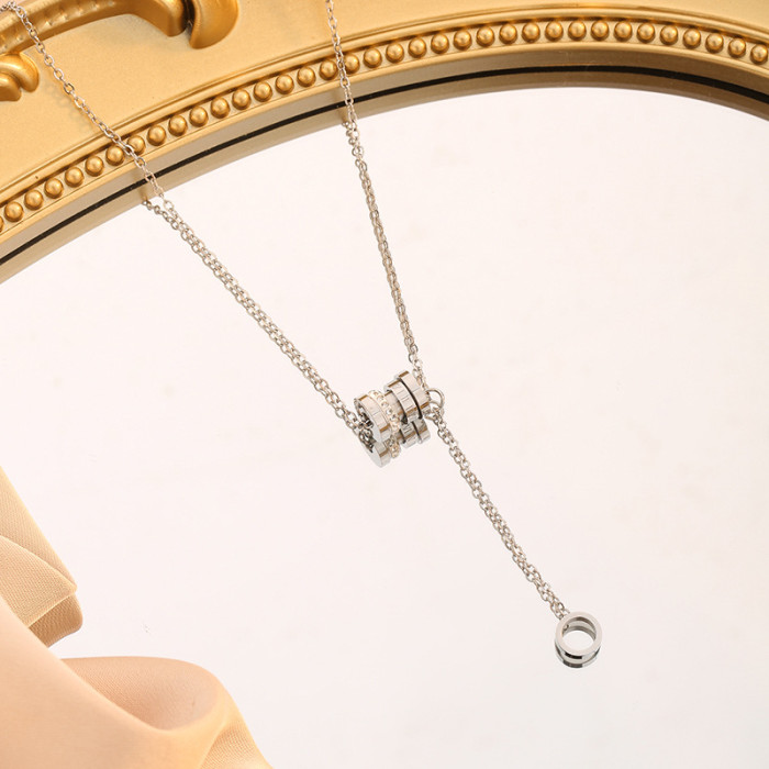 Korean Version 18K Tassel Small Waist Necklace for Women, Ins Trend Roman Numeral Pendant, Internet Celebrity Non-fad...