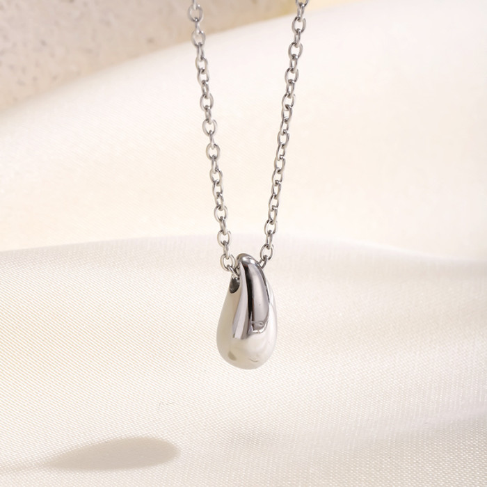 INS Minimalist Style 18K Gold Water Drop Necklace for Female Students Korean Version Simple Trendy Versatile Best Fri...