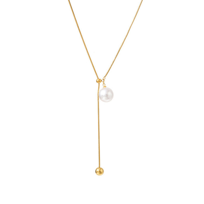 Exquisite Imitation Pearl 2024 New Trend Necklace Long Sweater Chain Pull Decoration Chain Personality Simple Accessory