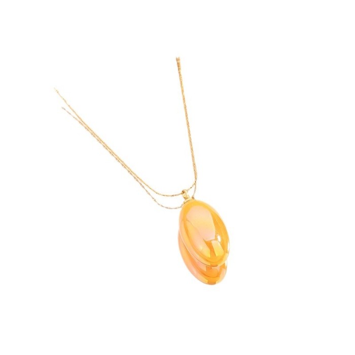 European and American Cross-Border Pear-Shaped Water Drop Dopamine Painted Titanium Steel Necklace for Women Simple Versatile Fashion DIY Collarbone Chain Trend