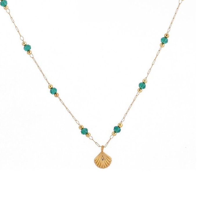 Korean Style All-Match Fashion Internet Celebrity Style Ins Style Exquisite Crystal Beads Scallop Pendant Necklace St...