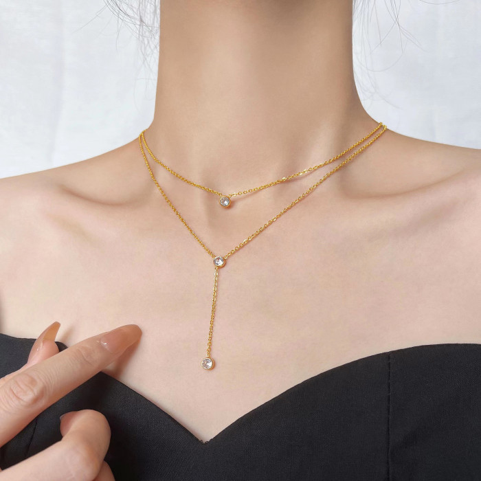 INS Simple Double Layer Necklace for Women Trendy Internet Celebrity Temperament Collarbone Chain 2024 New Niche Design Sense Choker
