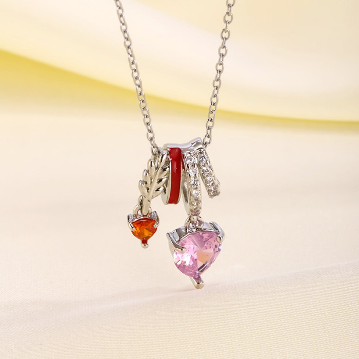 Internet Celebrity Fashion Hot Sale Titanium Steel Necklace for Women with Zircon Inlay, Copper Plated with 18K Real...