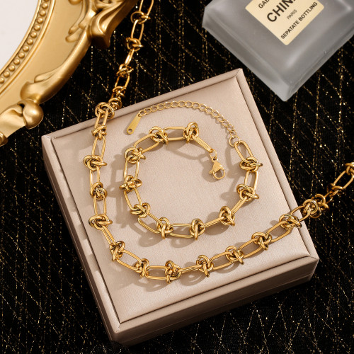 Cross-Border Wholesale European and American Street Style Knotted Simple Bare Chain Necklace Titanium Steel Exaggerated Punk Thorn Chain Clavicle Chain