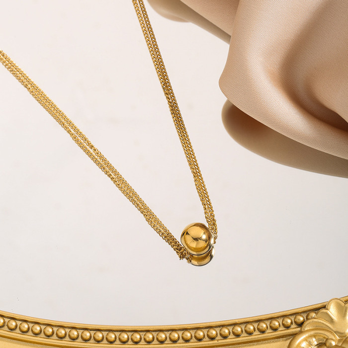 European and American Cross-Border Beaded Gold Necklace for Women, Versatile, High-End Feel, Non-Fading Titanium Steel Necklace, Stainless Steel Necklace Wholesale