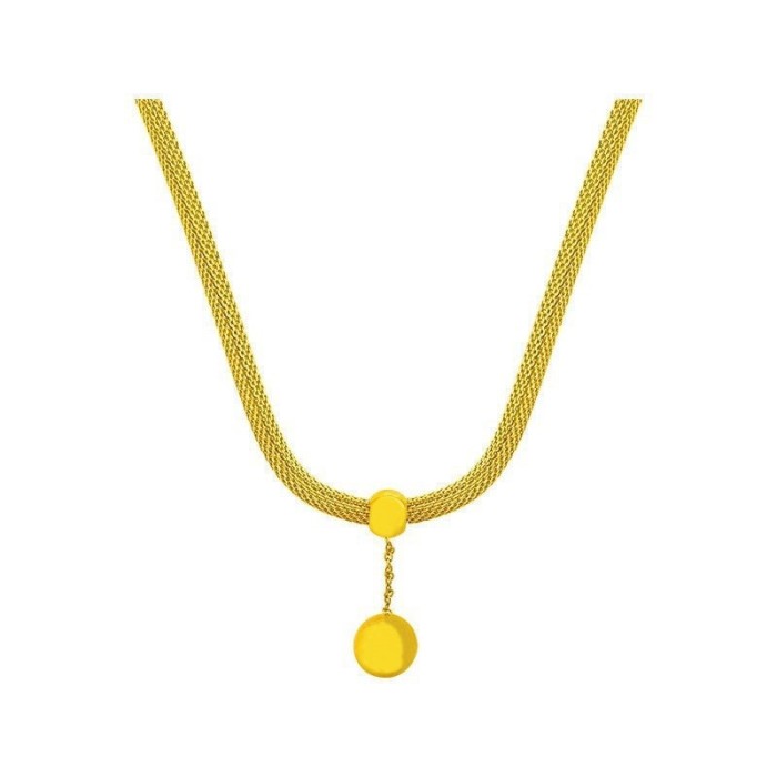 New Retro Palace Style Titanium Steel Gold Plated Round Bead Pendant Fashion Spring High-End Necklace Bracelet Set, J...