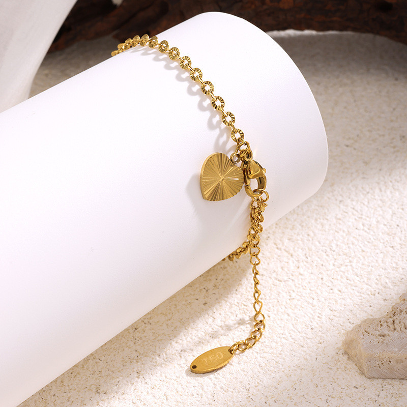 Cross-Border Wholesale Romantic Heart Rose Pendant Bracelet Stainless Steel Trendy Necklace 18K Light Luxury Versatile Bracelet