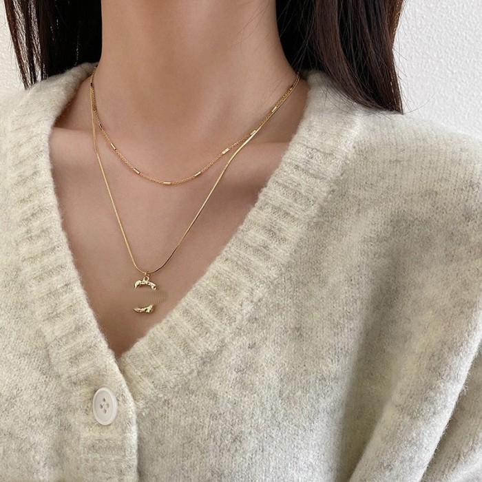 Double Layer Stacked Collarbone Chain for Women, Light Luxury Niche Design, Autumn Winter Sweater Necklace, 2024 New...